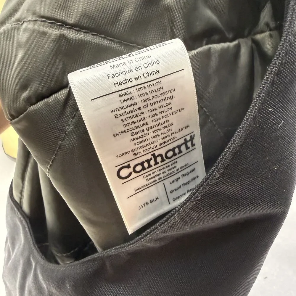 Carhartt Shoreline Jacket Size Large Hood Only Detachable Black Nylon J175 BLK